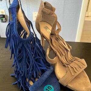 2 Pairs for $25. Blue size 10mSteve Madden. Taupe I.N.C. Size 9.5m. Some peeling